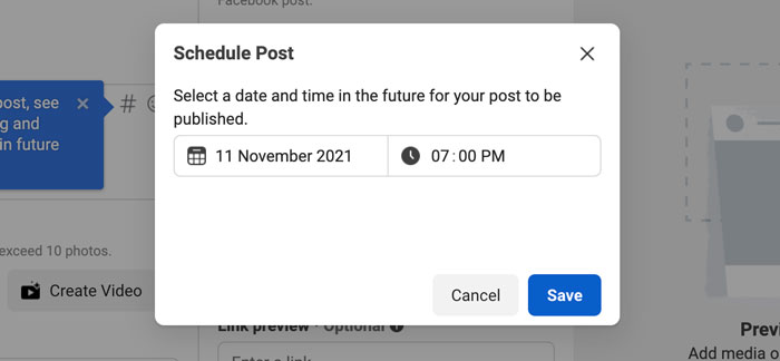 Facebook Business Suite recommended time slot for publishing