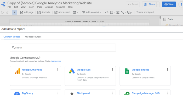 Pulling data into Google Data Studio with connector