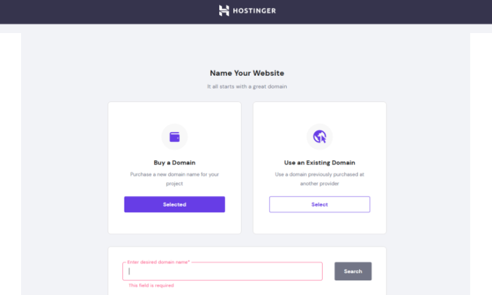 Hostinger domain select for Best Domain Registrar