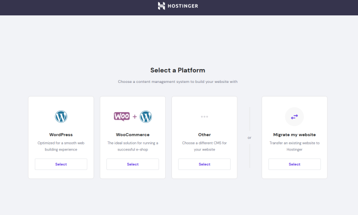 Hostinger select platform for How to Start a WordPress Blog