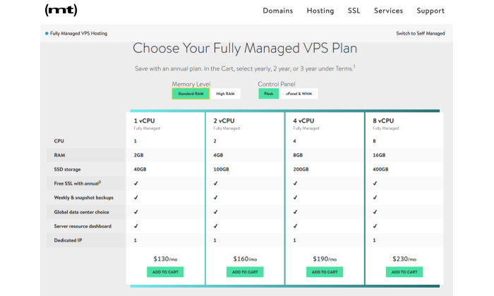 Media Temple managed VPS pricing page for Best VPS Hosting