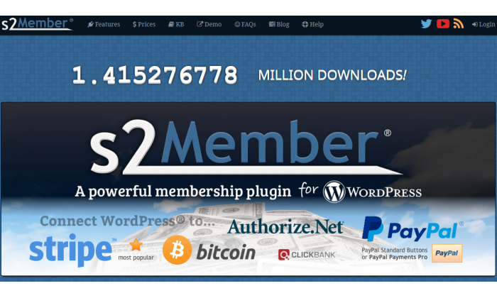 S2Member main page for Best Membership Plugins for WordPress