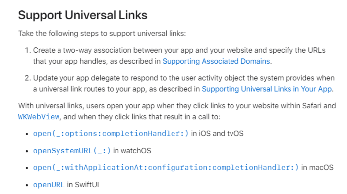 support universal links in iOS