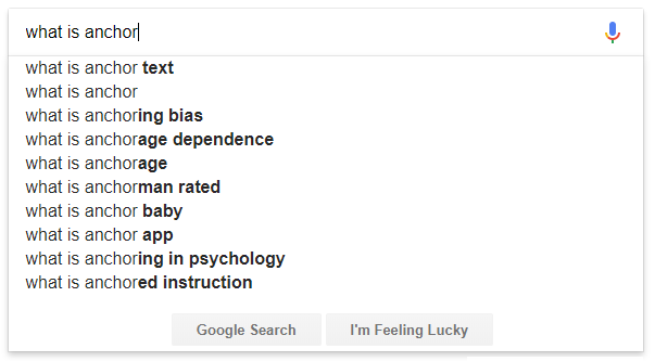 anchor text query on google