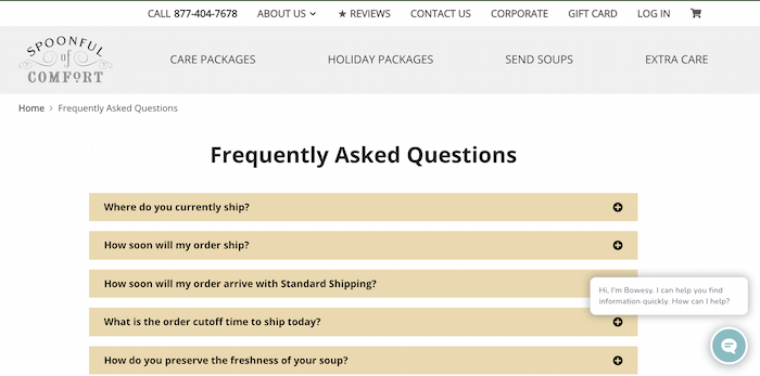 examples of good faq pages spoonful of comfort 