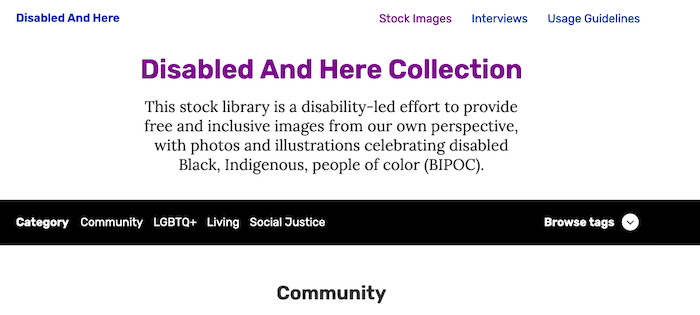 Disabled and here collection for inclusive content