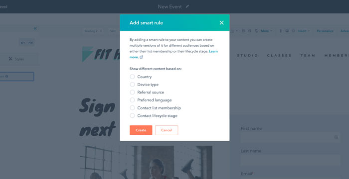 Top Landing Page Builders - HubSpot personalization feature