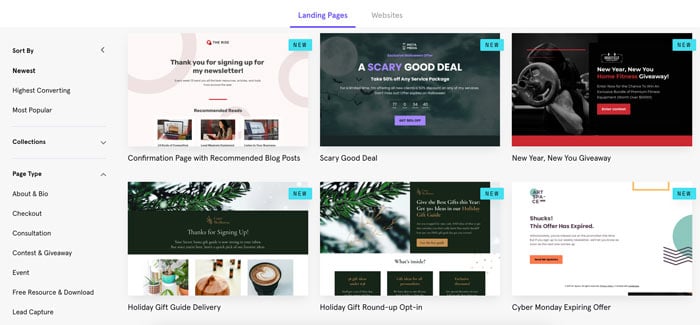 Top Landing Page Builders - Leadpages templates