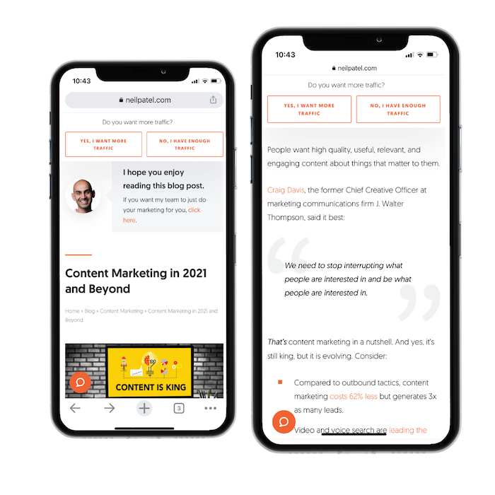 example of content marketing blog on neilpatel.com blogging trends