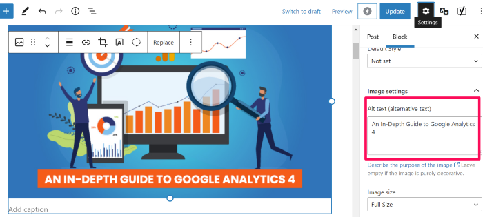 image optimization guide alt text in wordpress example