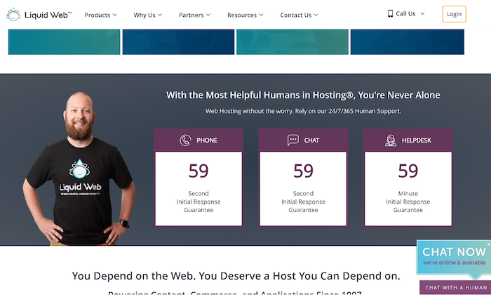 Liquid Web support options page for How to Host a Website
