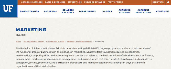 Best Marketing Schools and Degree Programs  - University of Florida