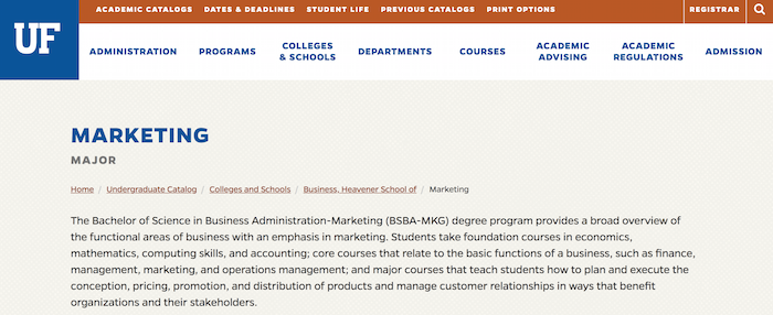 best university for business marketing