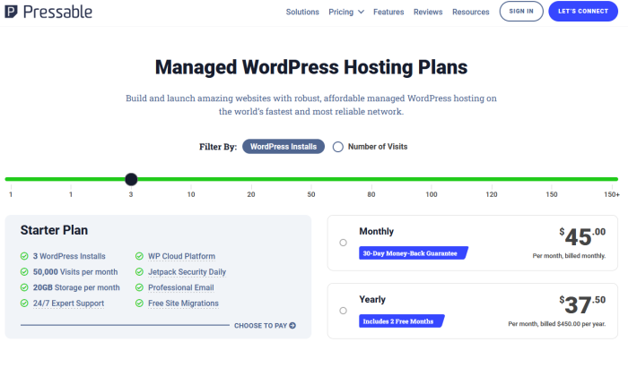 Pressable standard pricing page for Best WordPress Web Hosting