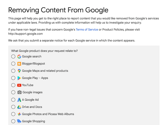 Duplicate Content - File a Removal Request With Google 