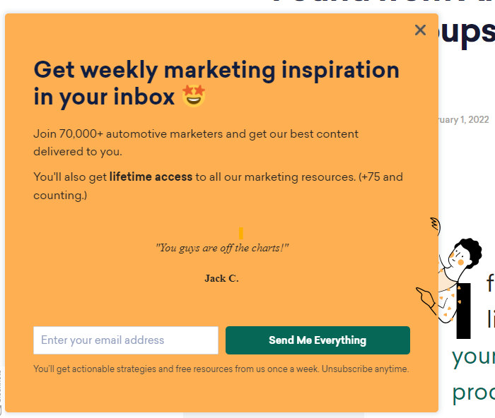 Pop-Up on Websites Examples - Sleeknote