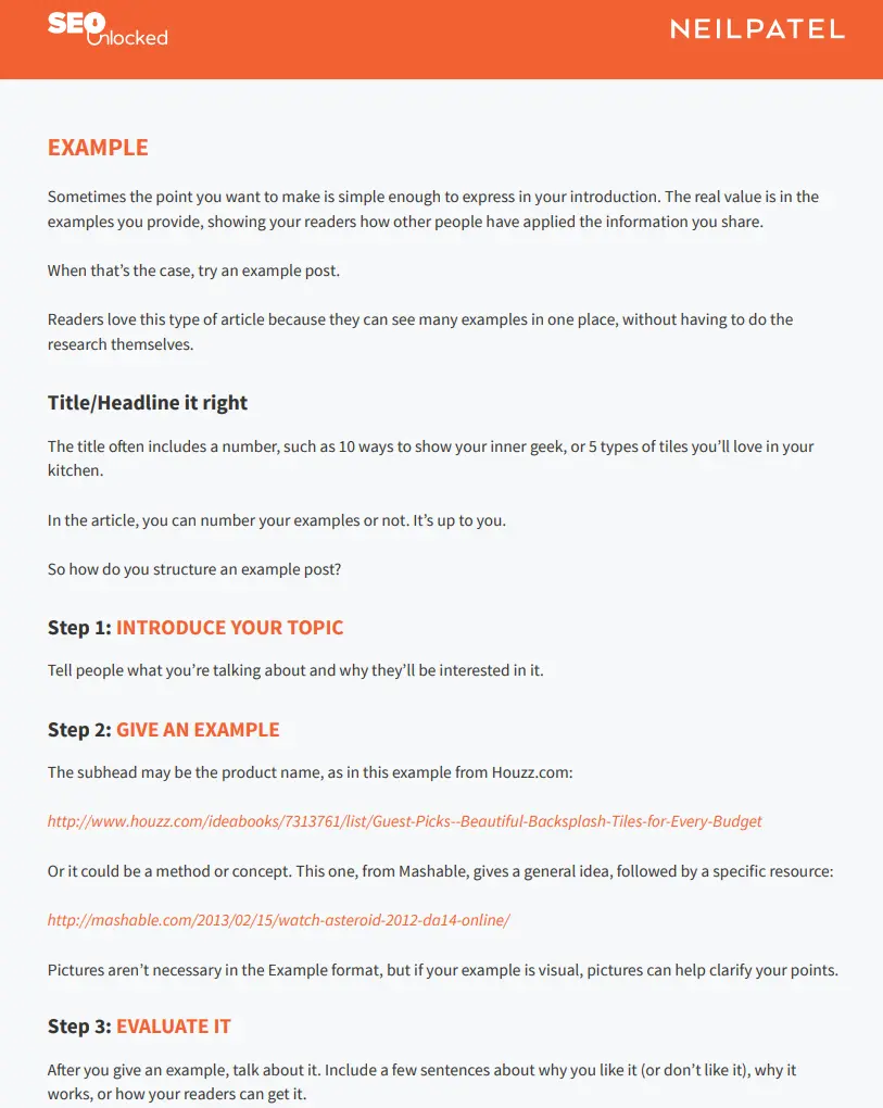 An SEO satisfied template from Neil Patel.