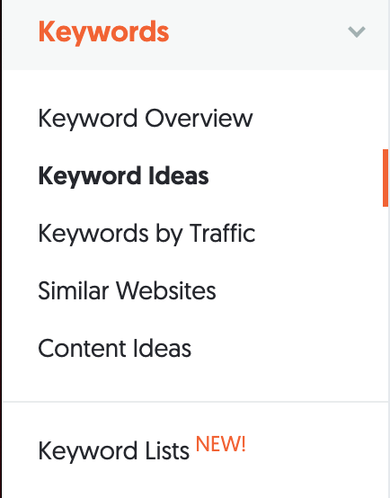 SEO guide to ubersuggest keyword ideas button  - A Step-by-Step Guide to Growing Your SEO Traffic Using Ubersuggest