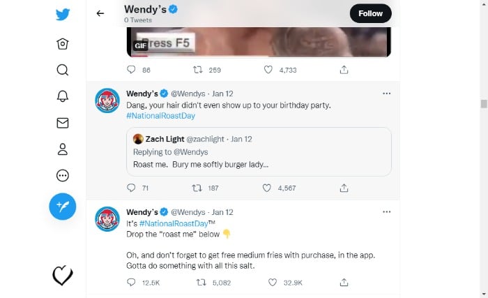 Word of mouth marketing Wendy's Twitter account