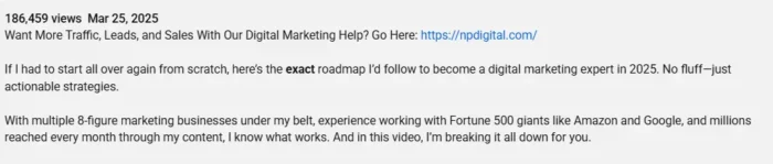 An example of a YouTube video description.