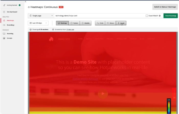 How to Use Content Marketing Analytics - Hotjar Heat Map