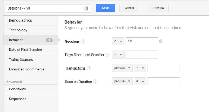 How to Use Content Marketing Analytics - Use Sessions Segment