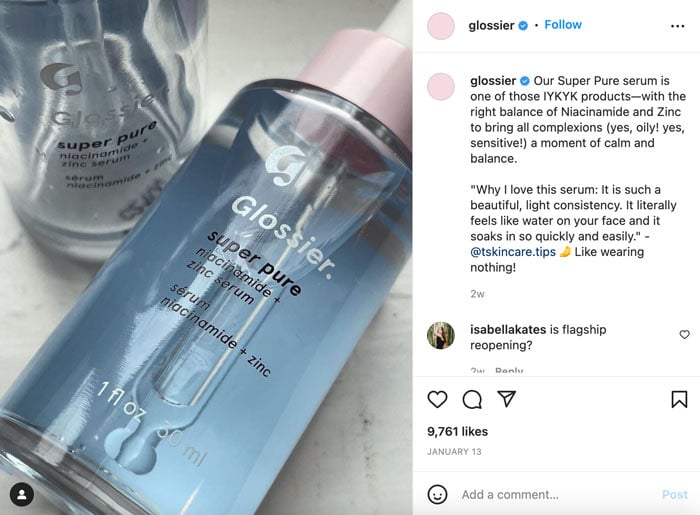 Example of User-Generated Content -  Glossier