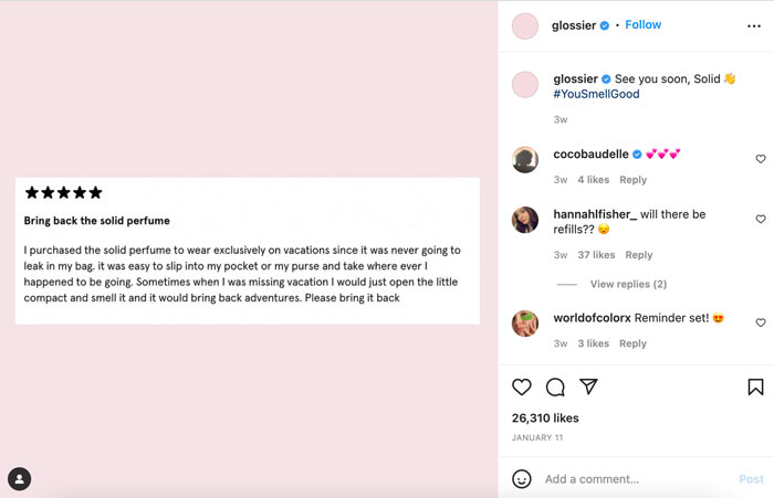 User-Generated Content Example - Glossier