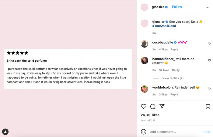 User-Generated Content Example -  Glossier