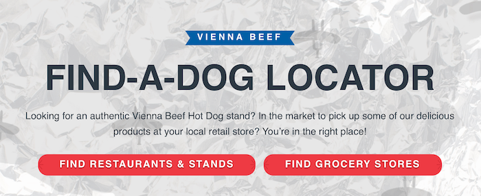 ตัวอย่างการตลาดเนื้อหา - Vienna Beef Store Locator