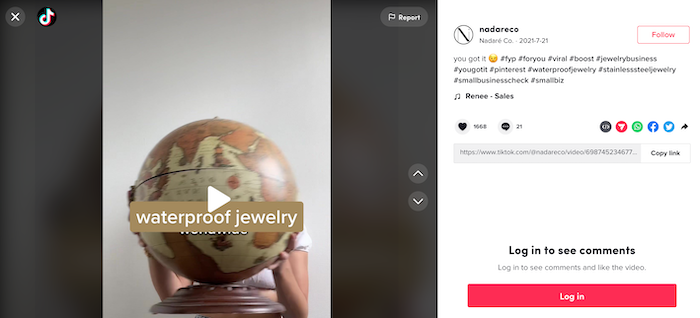 Content Marketing Examples - Nadare Co Advertises on TikTok