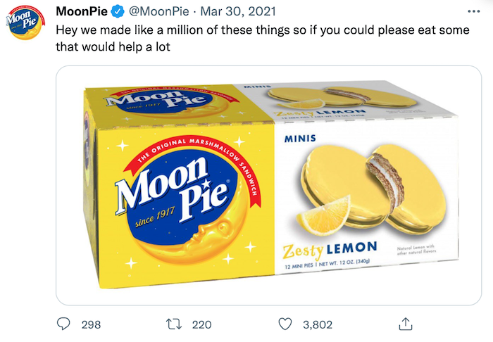 ตัวอย่างการตลาดเนื้อหา - MoonPie บน Twitter