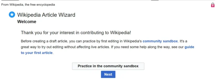 The Wikipedia Article Wizard confirming a page was uploaded.