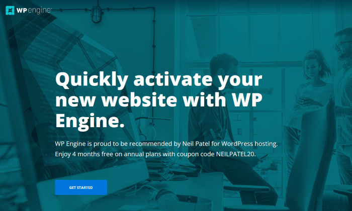 WP Engine main product page for Best Web Hosting Services