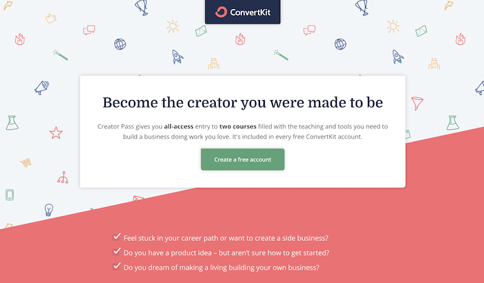 An example of an effective landing page by ConvertKit. 