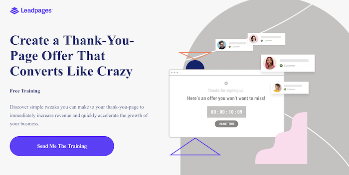An example of an effective landing page that offers value to the consumer from Leadpages. 