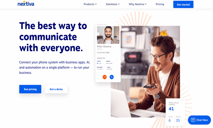 Nextiva landing page for Best Auto Dialer Software