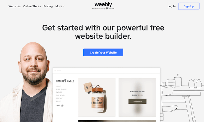 صفحة البداية Weebly لأفضل منشئي مواقع الويب