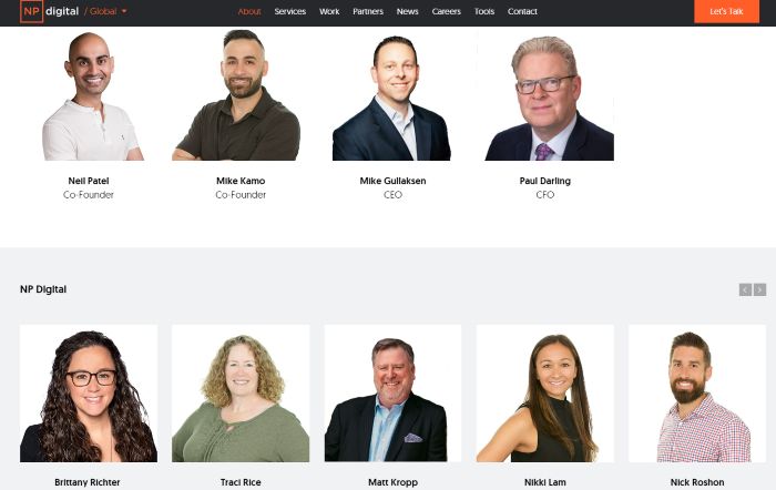 An image of Neil Patel's best SEO company, NP Digital, and their team of digital marketing professionals. 
