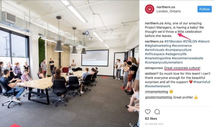 An example of evoking an emotional response from Northern.Co.'s Instagram page.