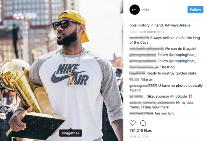 An example of visual storytelling from Nike's Instagram page.