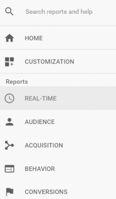 The sidebar of google analytics with the existent  clip  fastener  highlighted