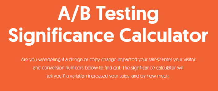 A/B testing significance calculator. 