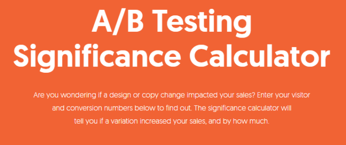 A/B investigating  value   calculator. 