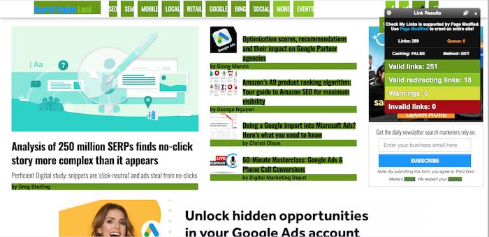 Check My Link's SEO Chrome extension tool highlighting links in a post. 