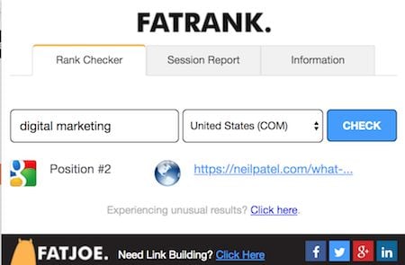 Fatrank's SEO Chrome hold   tool. 