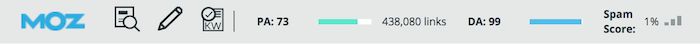Moz's SEO Chrome extension tool. 