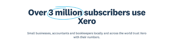 A section on Xero's website that s،wcases ،w many subscribers they have. 