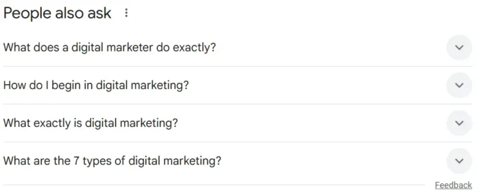 People also ask answers for digital marketing.