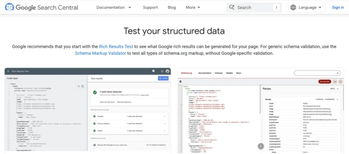Google's rich results tester.